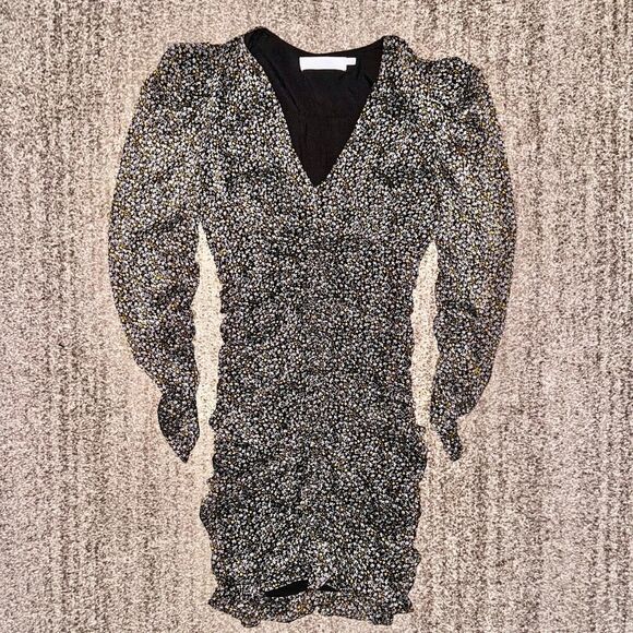 ASTR The Label Women's Puffy Sleeve Black Floral Lace Dress Size Small - Picture 1 of 11